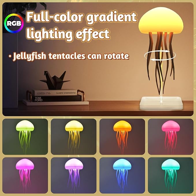 Jellyfish lamp with dancing legs, voice controlled jellyfish night light, jellyfish night light for bedroom, living room and Christmas gift