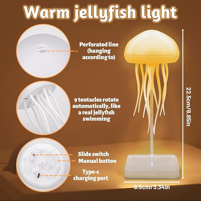 Jellyfish lamp with dancing legs, voice controlled jellyfish night light, jellyfish night light for bedroom, living room and Christmas gift