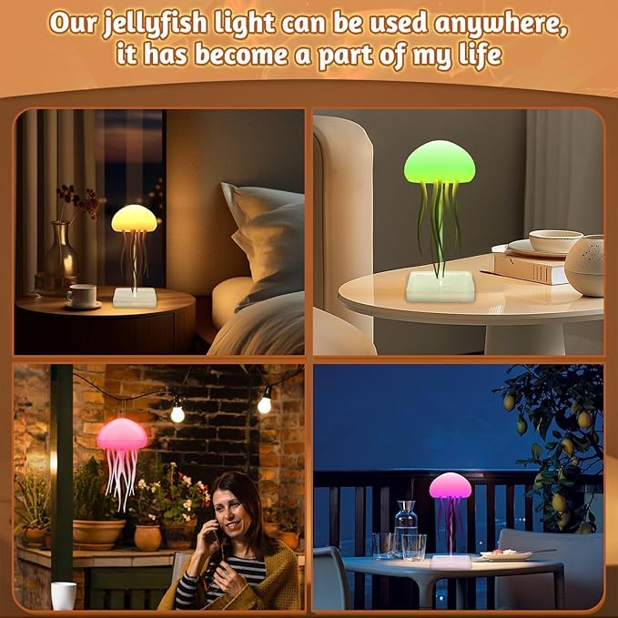 Jellyfish lamp with dancing legs, voice controlled jellyfish night light, jellyfish night light for bedroom, living room and Christmas gift