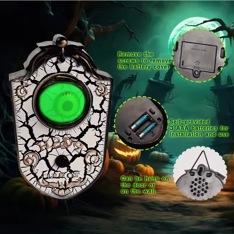 Halloween Scary Eyeball Doorbell – Light Up &amp; Spooky Sound