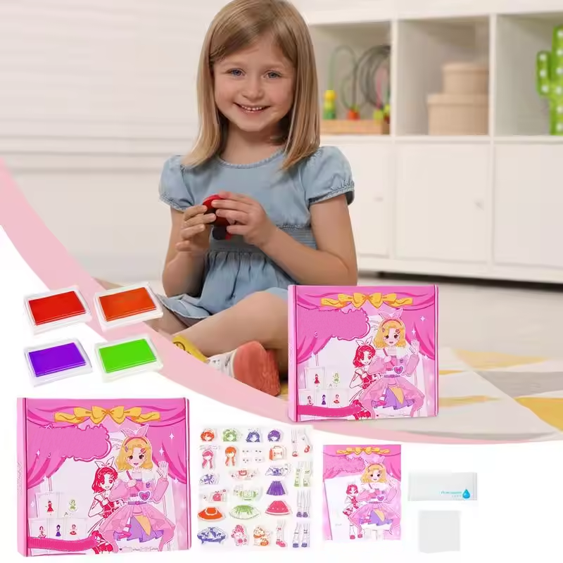 Gifted Child™ | Kids Dress-Up Clear Stamp Set – Mix & Match Fashion Doll Rubber Stamps for Creative Play, Scrapbooking & DIY Crafts (28 PCS)