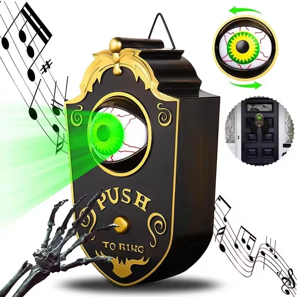 Halloween Scary Eyeball Doorbell – Light Up &amp; Spooky Sound