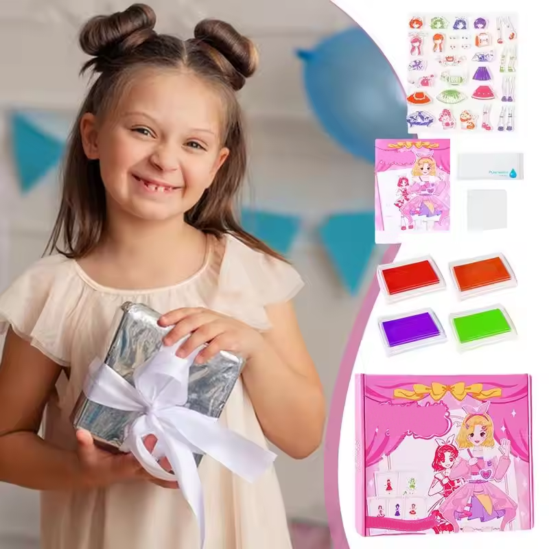 Gifted Child™ | Kids Dress-Up Clear Stamp Set – Mix & Match Fashion Doll Rubber Stamps for Creative Play, Scrapbooking & DIY Crafts (28 PCS)