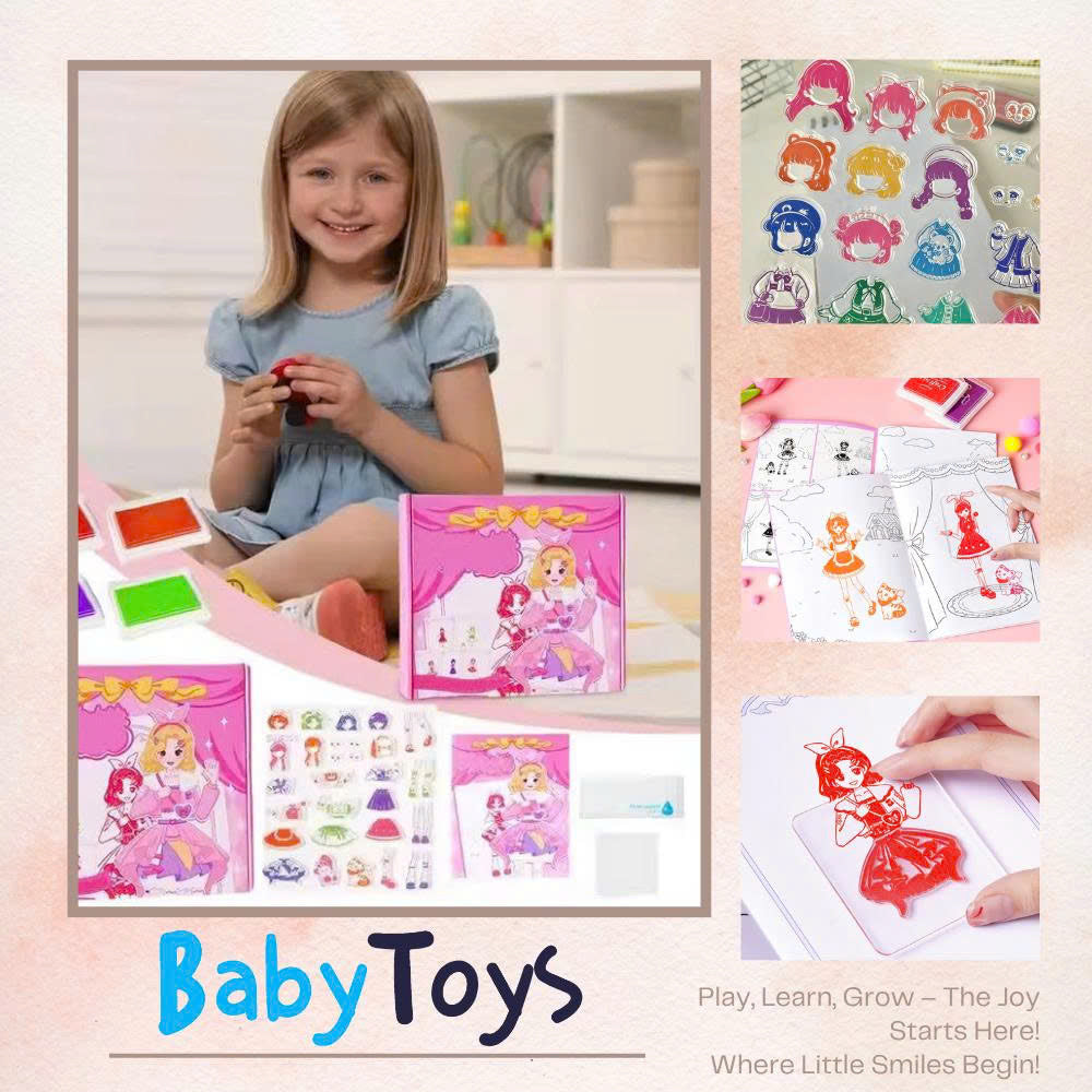 Gifted Child™ | Kids Dress-Up Clear Stamp Set – Mix & Match Fashion Doll Rubber Stamps for Creative Play, Scrapbooking & DIY Crafts (28 PCS)
