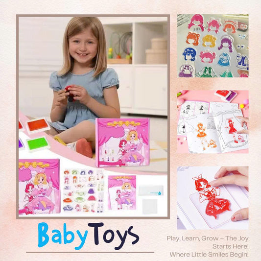 Gifted Child™ | Kids Dress-Up Clear Stamp Set – Mix & Match Fashion Doll Rubber Stamps for Creative Play, Scrapbooking & DIY Crafts (28 PCS)